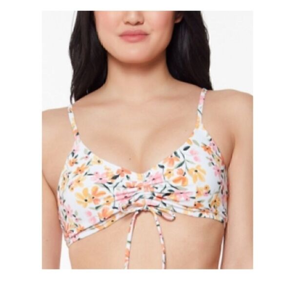Jessica Simpson Summer Dreaming Ruched Front Top Bikini Sunset Tie Swim NEW L - Picture 4 of 10